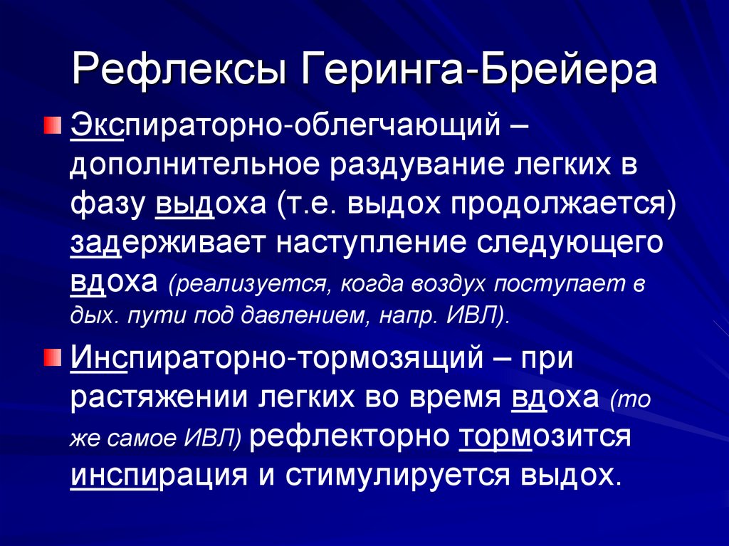 Рефлекторное дыхание. Рефлекс Геринга-Брейера. Рефлекс херинга Бройра. Рефлексы Леринга Бригера. Геринг брейер рефлекс.