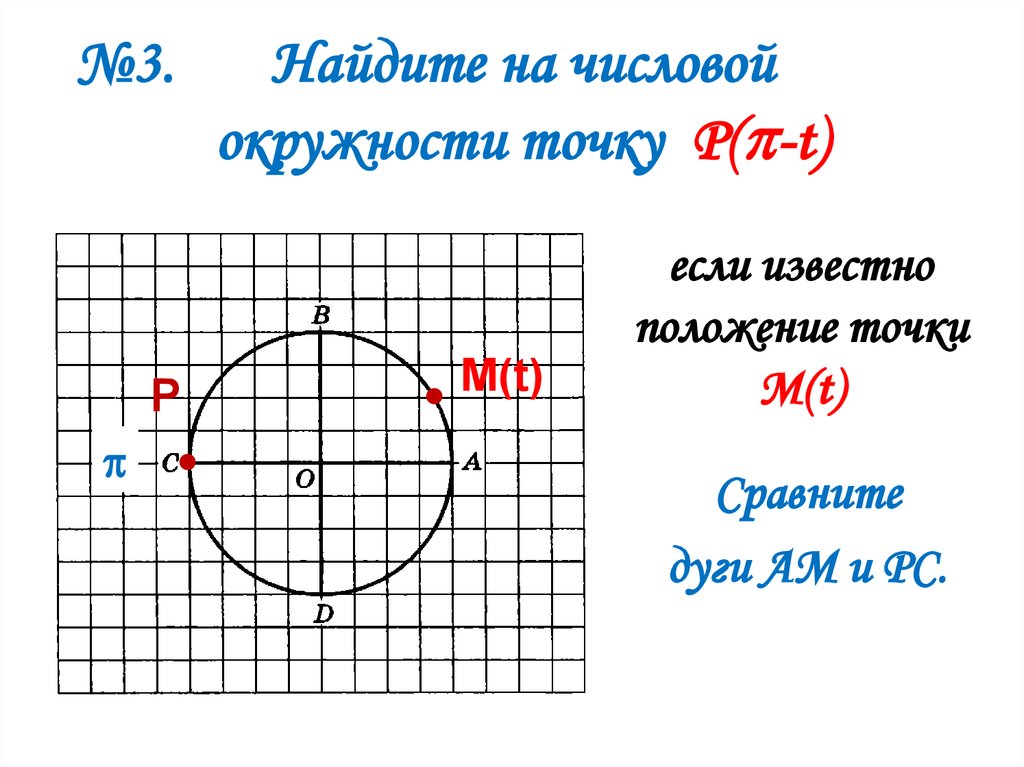 №3. Найдите на числовой окружности точку Р(-t)