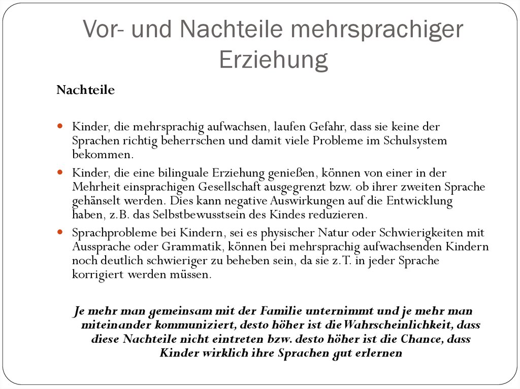 Vor- und Nachteile mehrsprachiger Erziehung