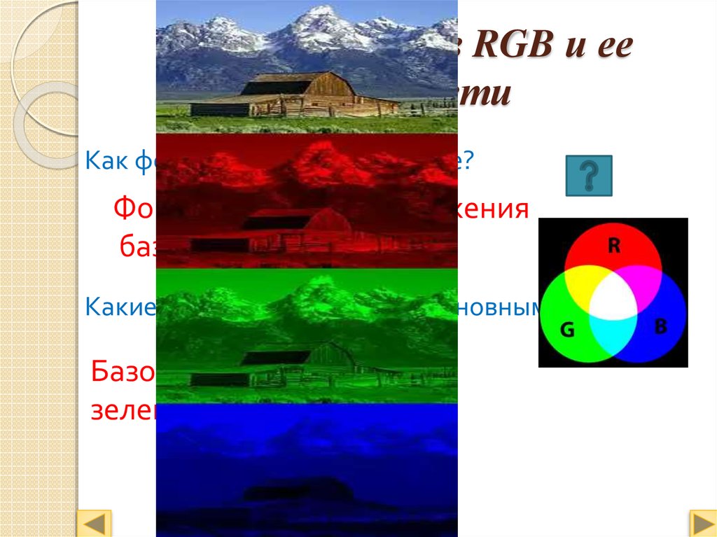 Изображение формируется в виде растра каждый цвет имеет отдельный цвет палитры