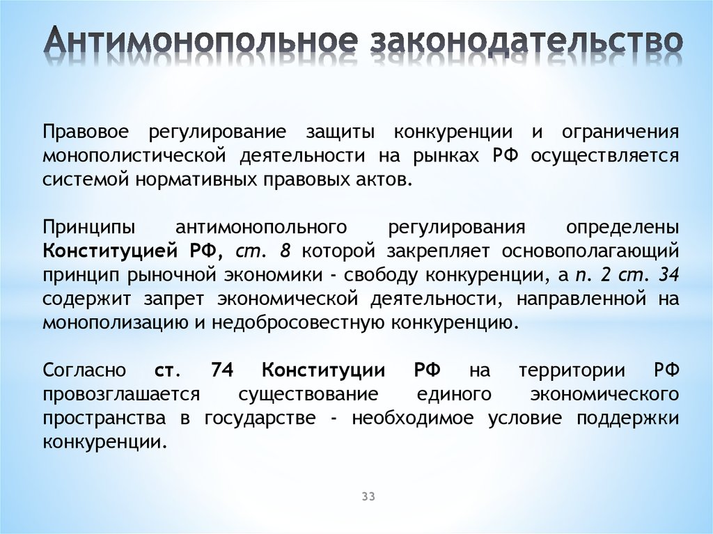 Антимонопольное законодательство рф схема