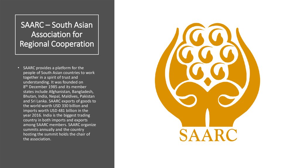 SAARC – South Asian Association for Regional Cooperation
