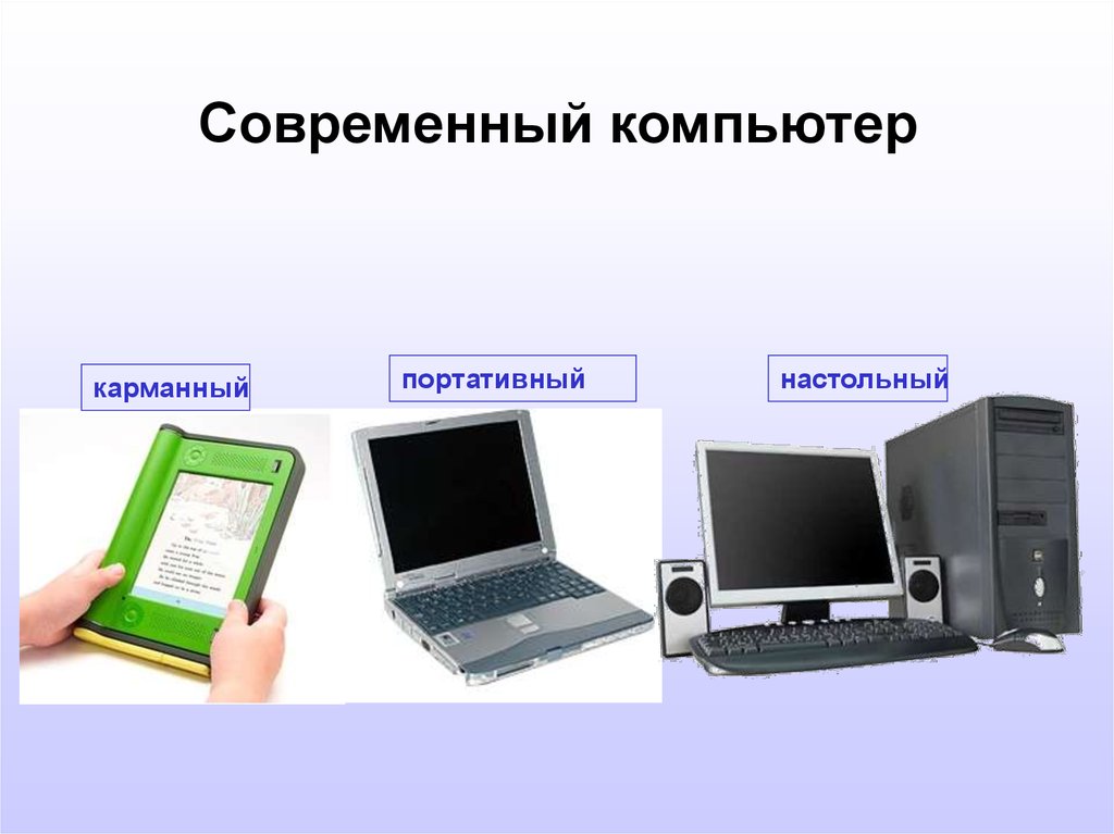 4 устройства для работы компьютера. Портативные устройства компьютера. Особенности современных компьютеров. Настольные портативные карманные ЭВМ. Что лежит в основе современного компьютера.