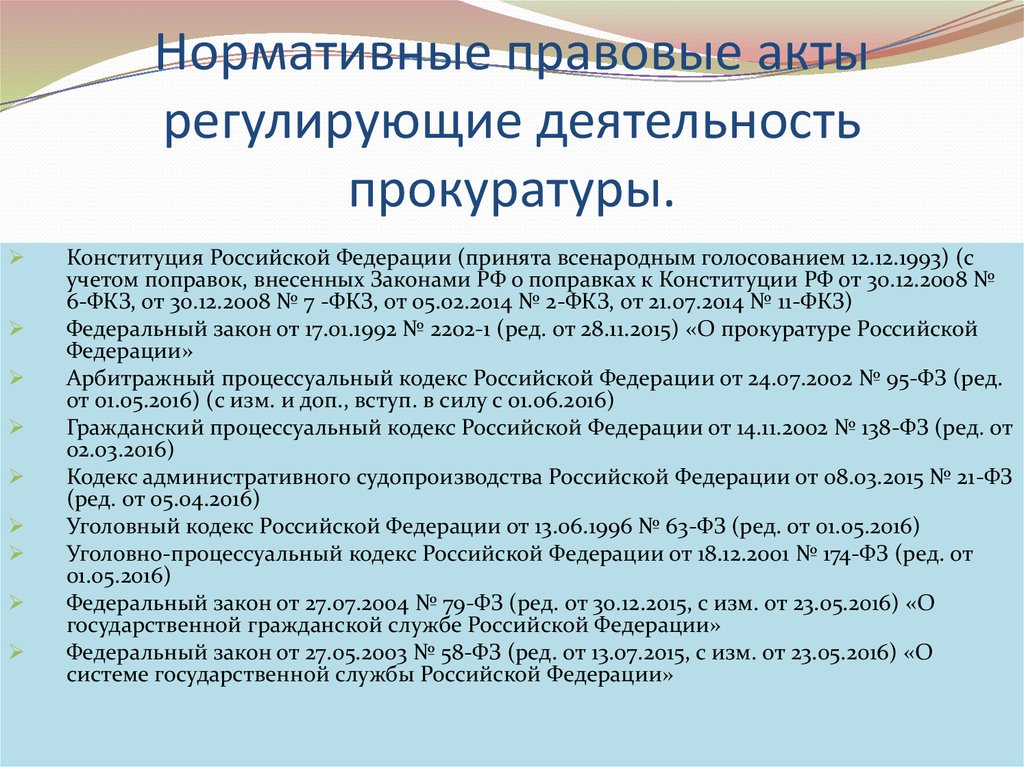 Правовые акты регулирующие