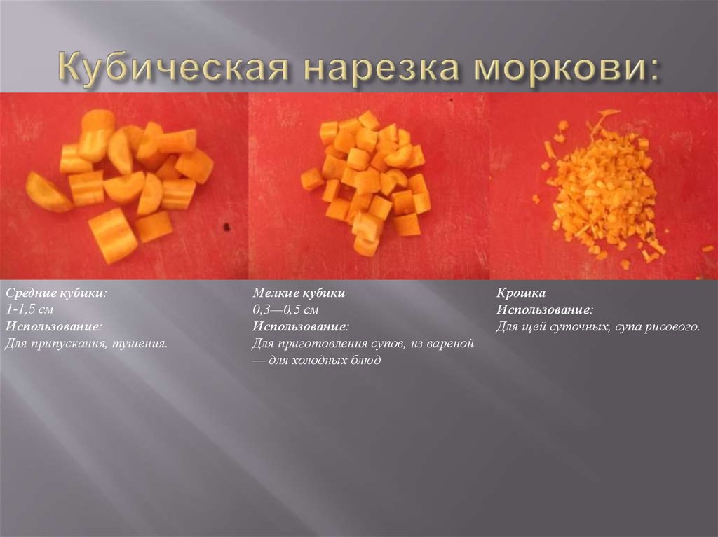 Кубическая нарезка моркови: