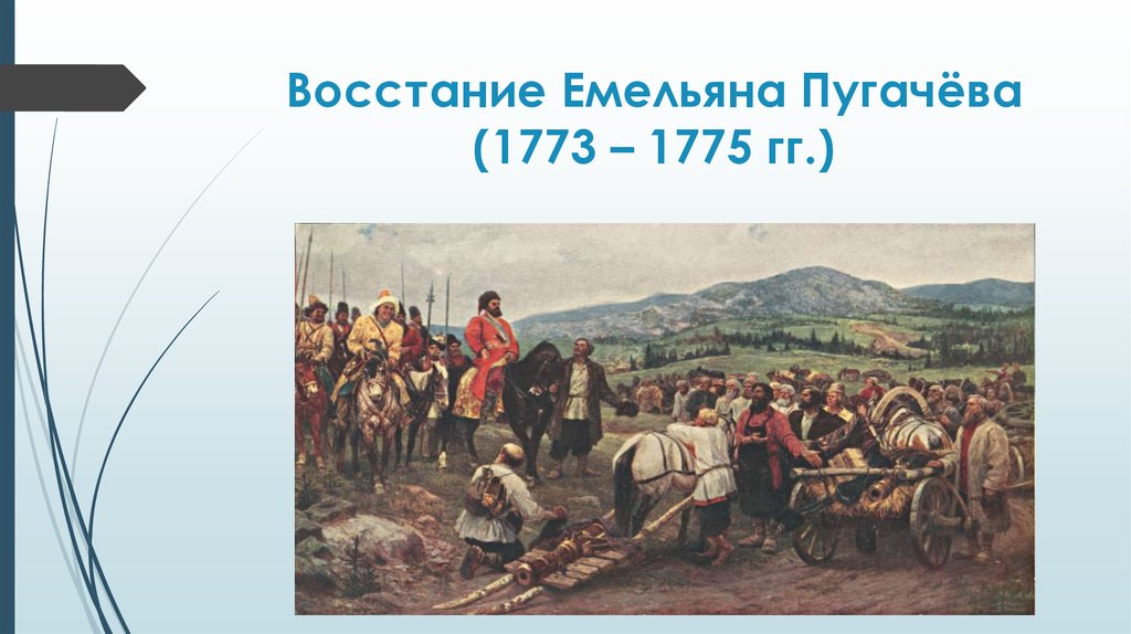 До начала восстания пугачев. Восстание Пугачева яицкие казаки. 1773-1775 –Восстание Емельяна пугачёва.