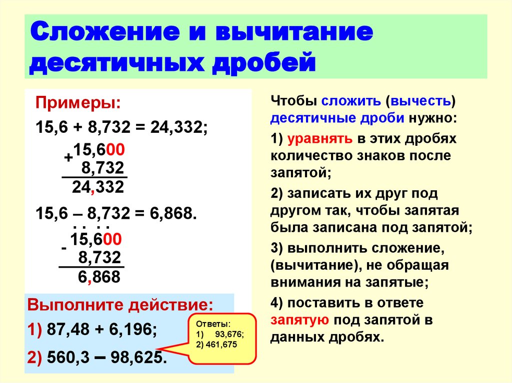 Сложение десятичных дробей 5 класс мерзляк технологическая карта