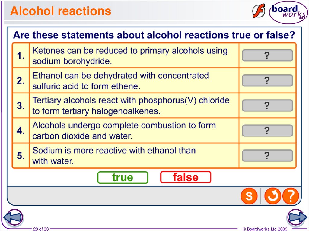 Alcohol reactions