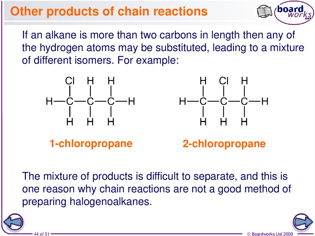 Other products of chain reactions