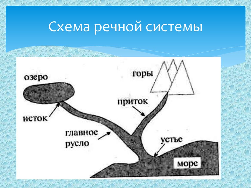 Нарисуй схему реки имеющей только один левый приток и впадающей в другую более крупную реку