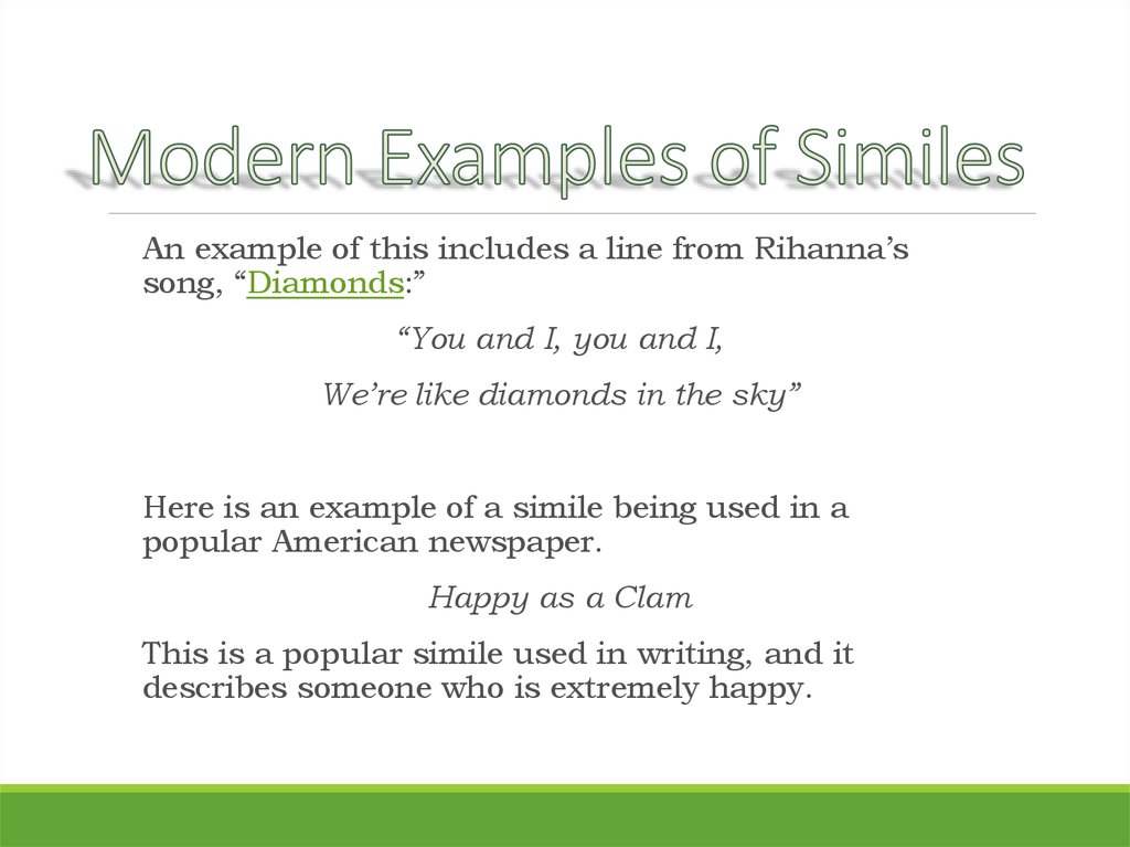 Simile. Common Examples оf Simile - online presentation