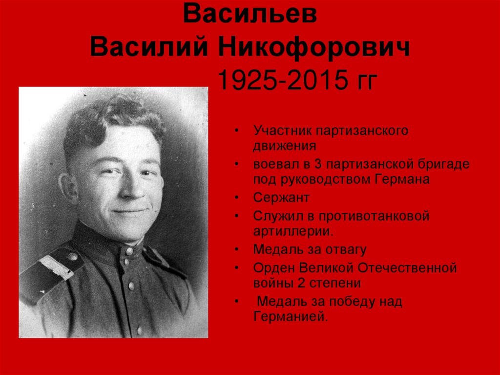 Васильев Василий Никофорович 1925-2015 гг
