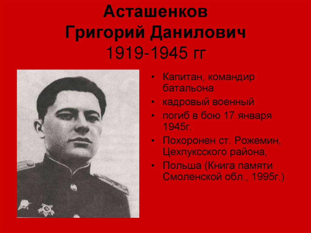 Асташенков Григорий Данилович 1919-1945 гг