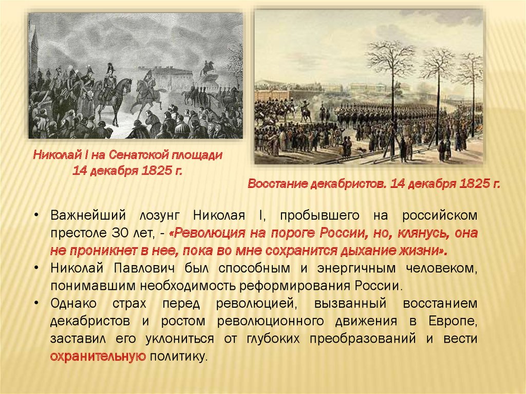Реакция николая 1. 1825 Восстание Декабристов на Сенатской площади. 4.2 Движение Декабристов. Восстание 14 декабря 1825 г..