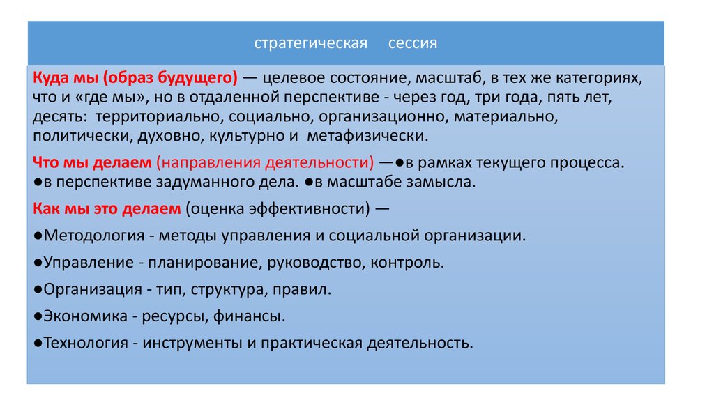 Презентация для стратегической сессии