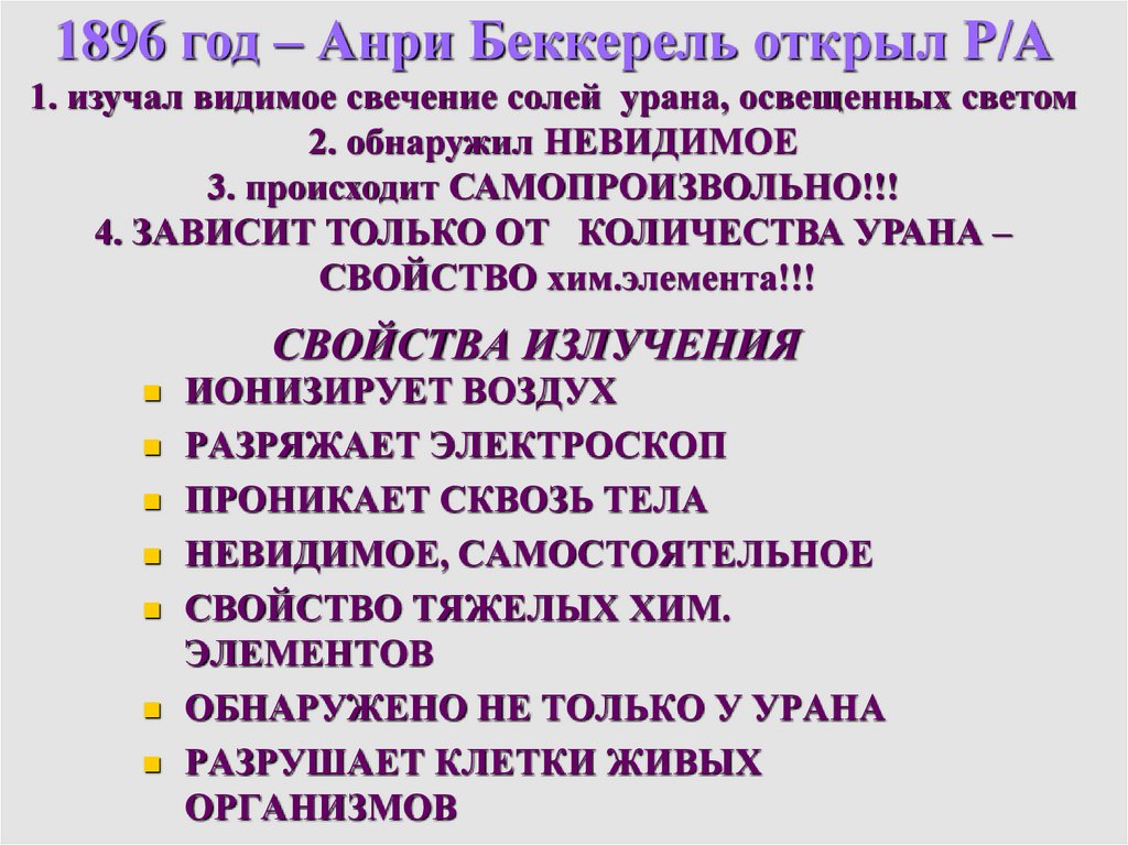 СВОЙСТВА ИЗЛУЧЕНИЯ