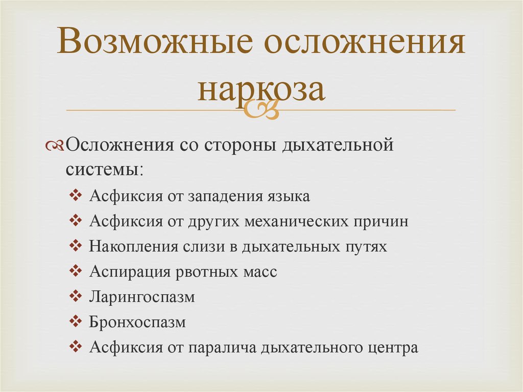 Осложнения наркоза