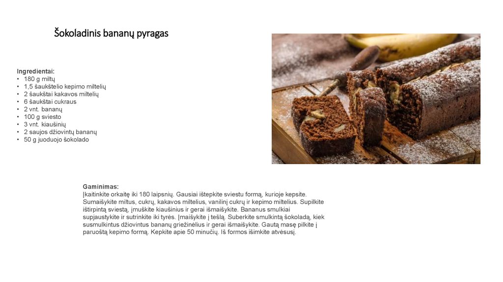 Šokoladinis bananų pyragas