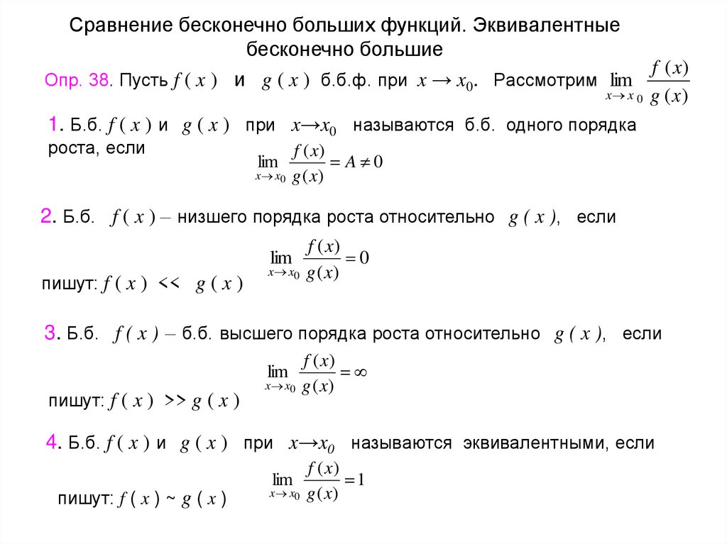 Эквивалентность пределов