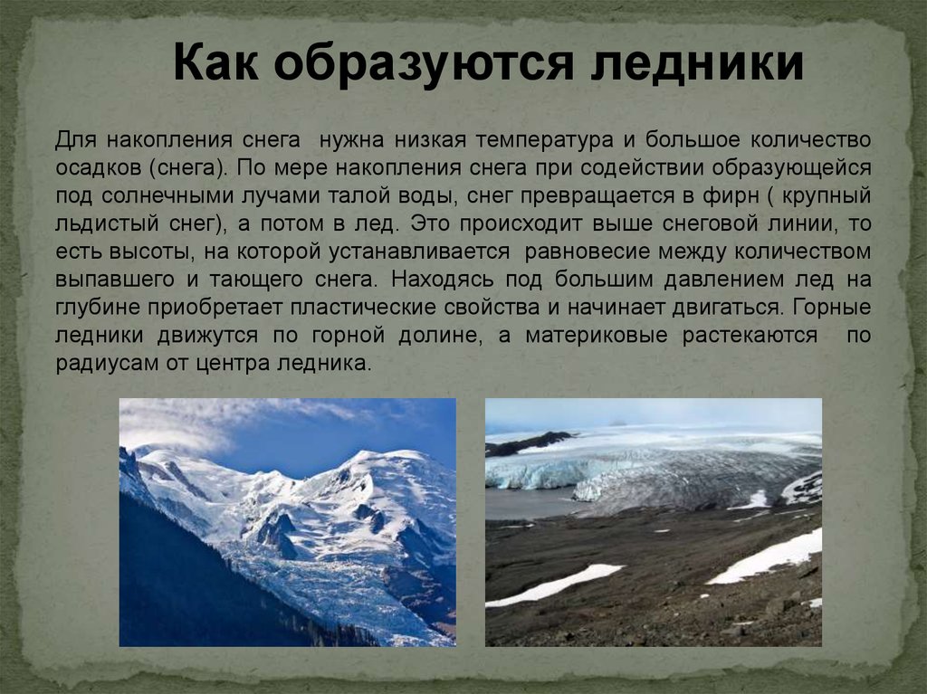 Ледники 6 класс. Презентация на тему ледники. Ледники доклад. Как образуются ледники. Как образуются горные ледники.