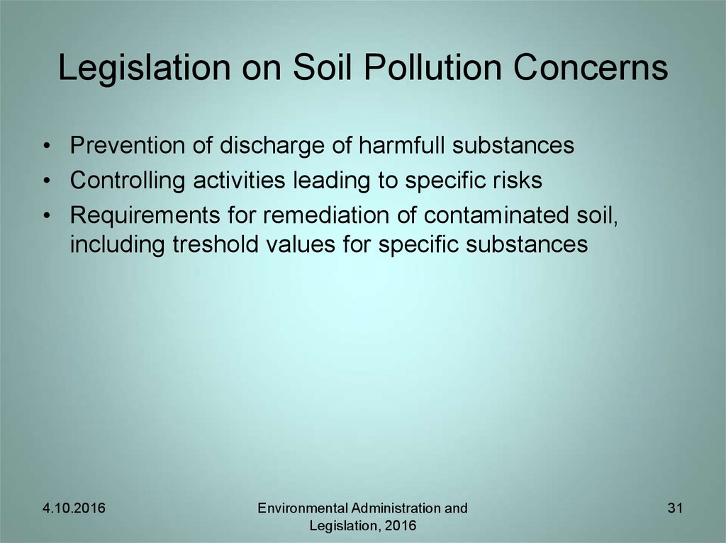 Legislation on Soil Pollution Concerns