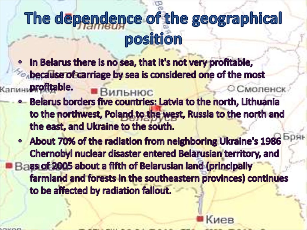 The dependence of the geographical position