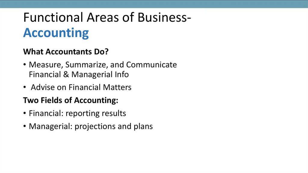 Functional Areas of Business- Accounting