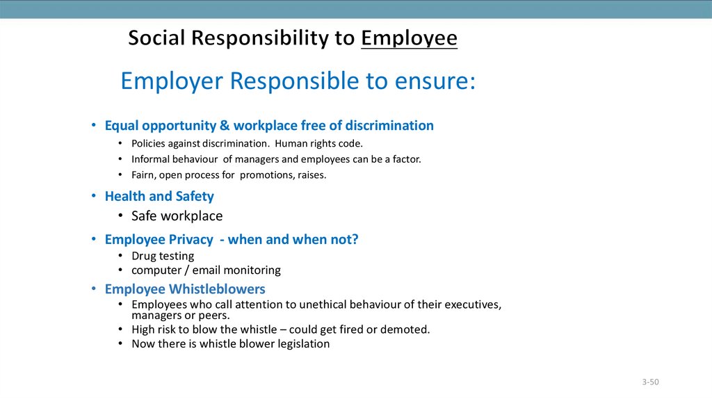 Employer Responsible to ensure: