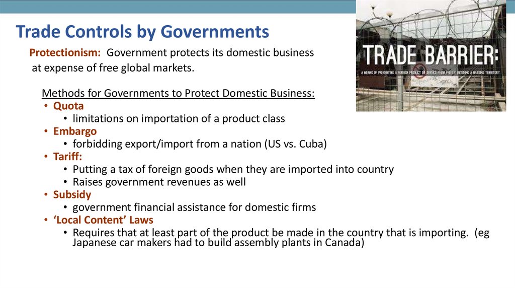 Trade Controls by Governments