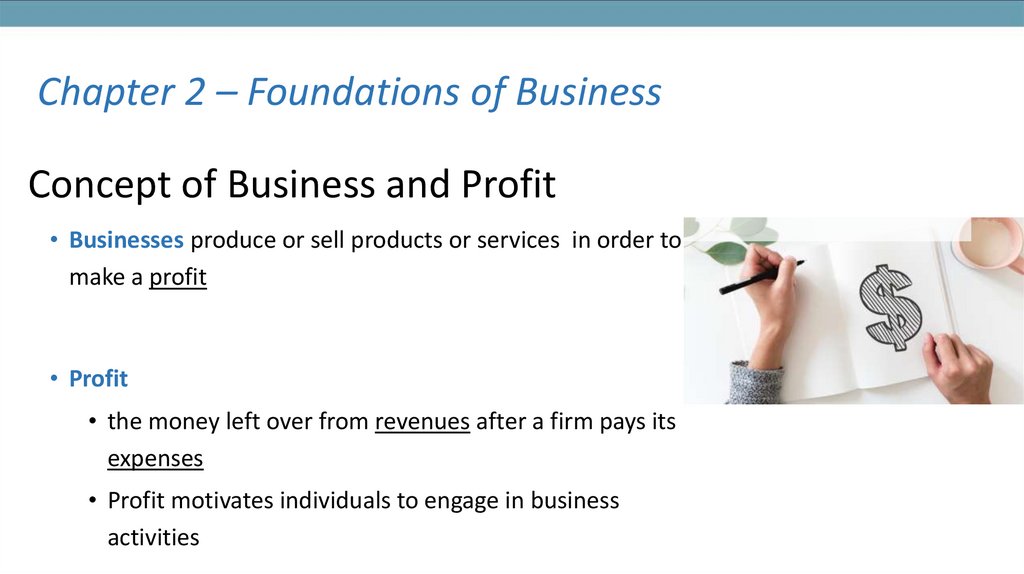 Chapter 2 – Foundations of Business Concept of Business and Profit