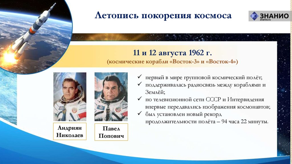 Гагаринский урок 2024. Андриян Николаев космонавт полет в космос. Космонавт Андриян Николаев Восток-3.