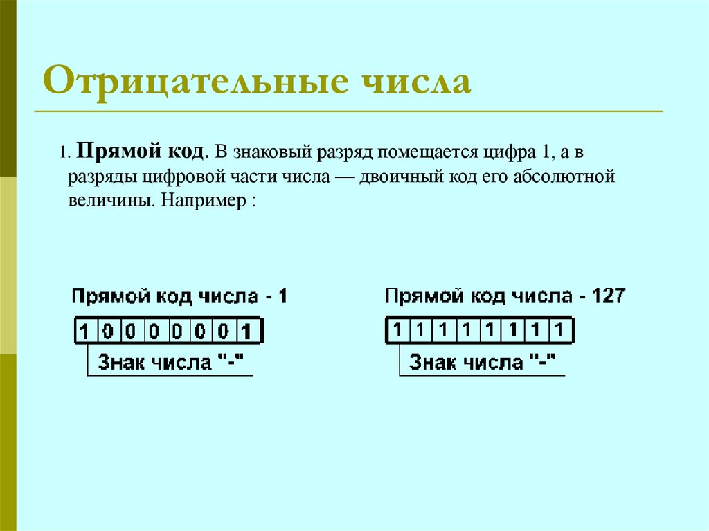 Представление чисел в компьютере 8 класс