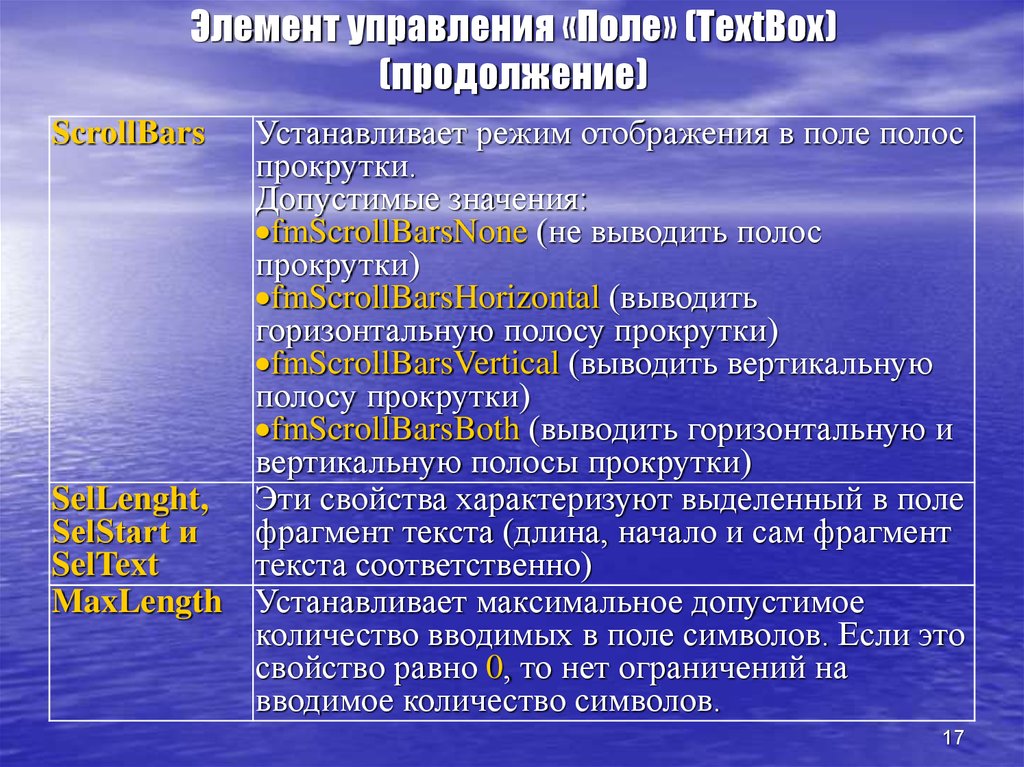 Поле управления