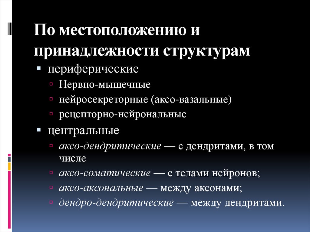 По местоположению и принадлежности структурам