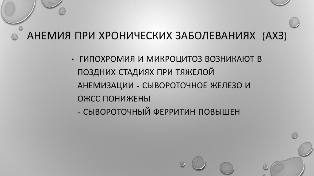 Анемии хронических заболеваний презентация