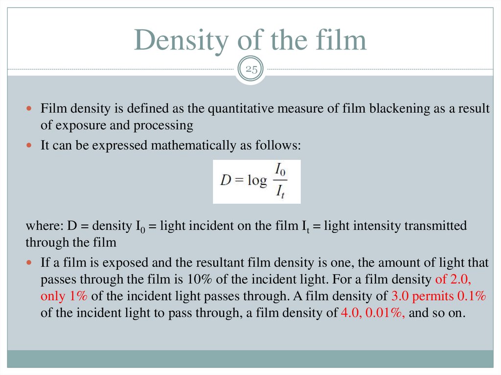 Density of the film