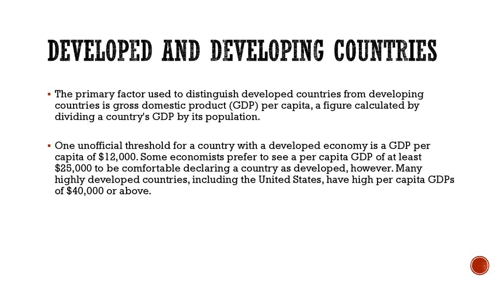 Developed and developing countries