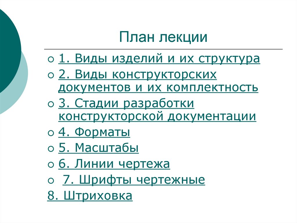 Виды изделий. План лекции картинки для презентации.