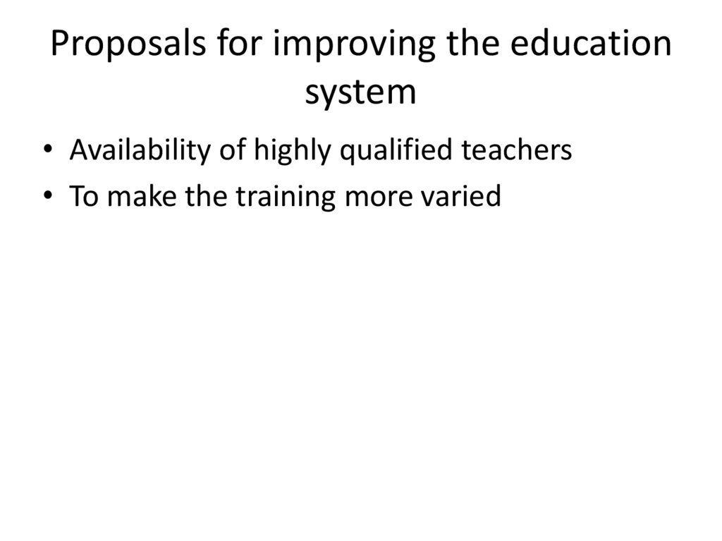 Proposals for improving the education system