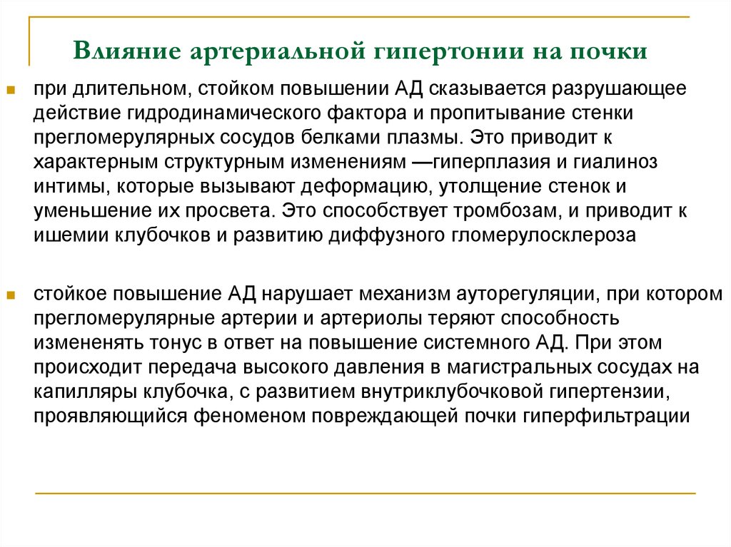 Влияние артериальной гипертонии на почки