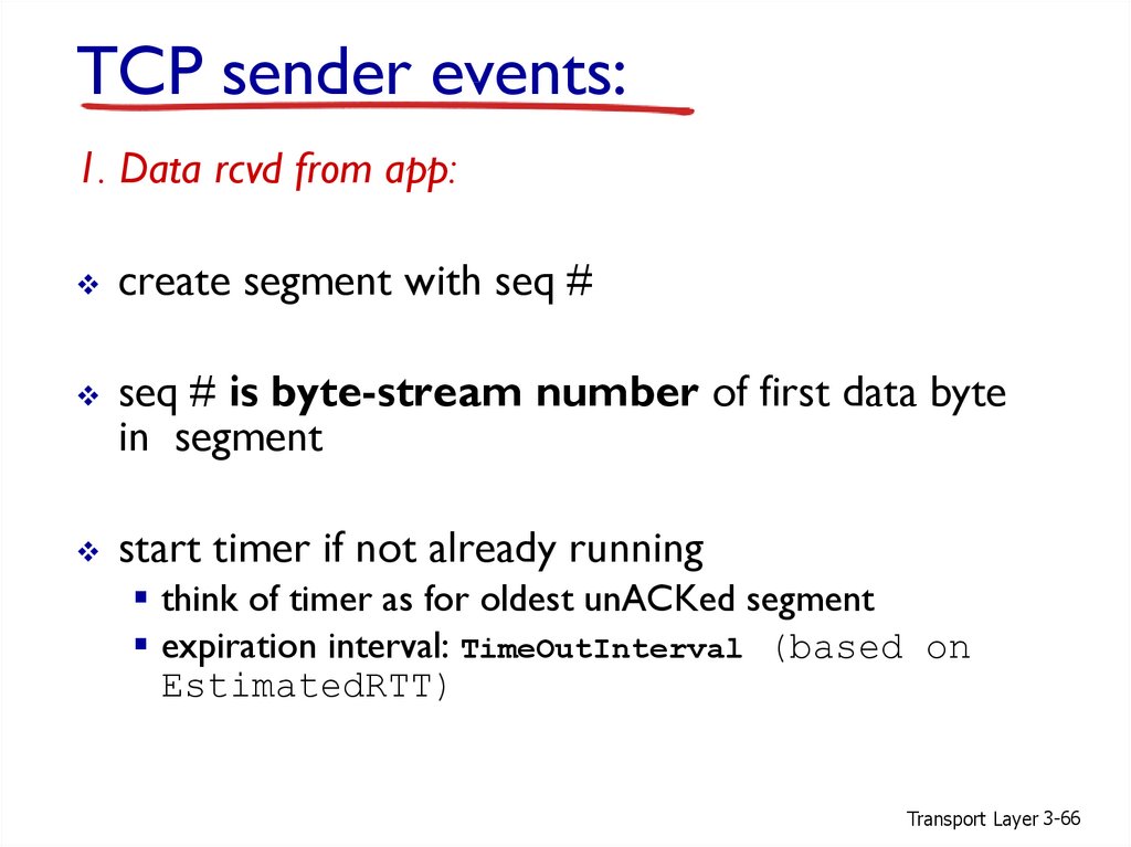 TCP sender events: