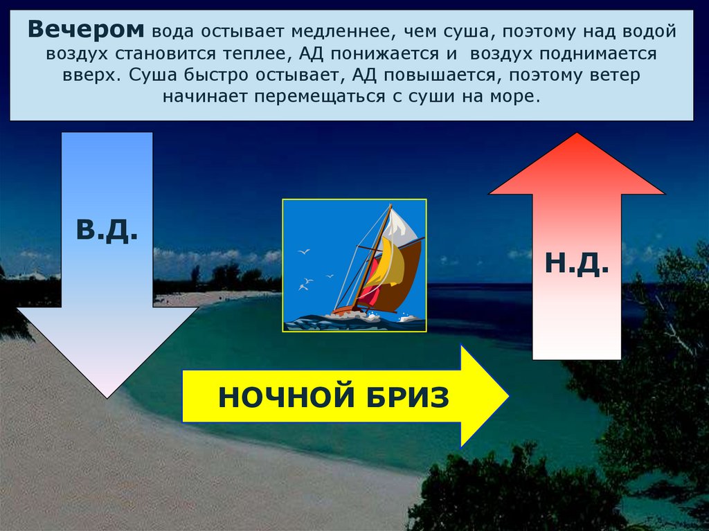 Ветер начало. Ветры над сушей и морем. Какой воздух на море. Ночью воздух над сушей становится. Чем отличается воздух с моря и над сушей.