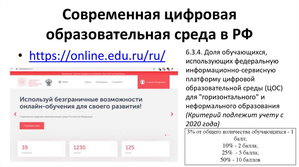 Современная цифровая образовательная среда в РФ