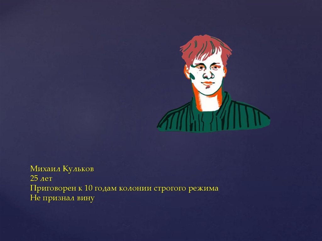 Михаил Кульков 25 лет Приговорен к 10 годам колонии строгого режима Не признал вину