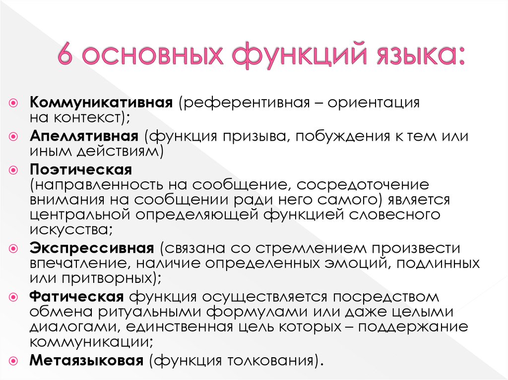 Функции языка тесты. Перечислите основные функции языка. Основные (первичные) функции языка..