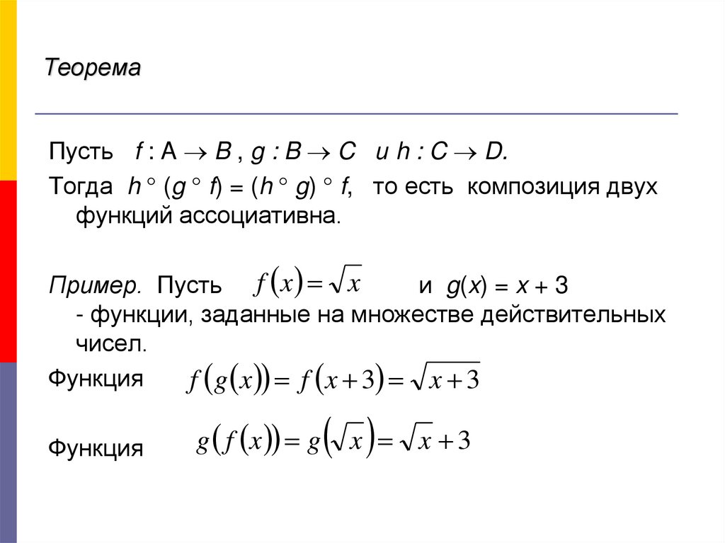 Ассоциативность примеры. Композиция 2 функций.