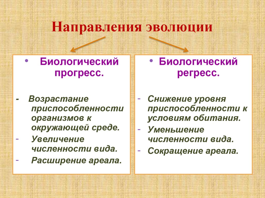 План конспект прогресс и регресс в эволюции