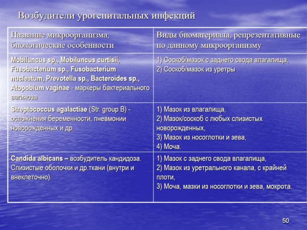 Возбудители урогенитальных инфекций