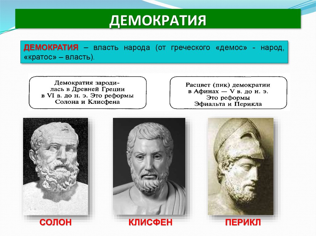 Греческое слово власть народа. Солон и Клисфен. Солон, Перикл, Клисфен. Древнегреческая демократия Клисфен. Демократия это власть.