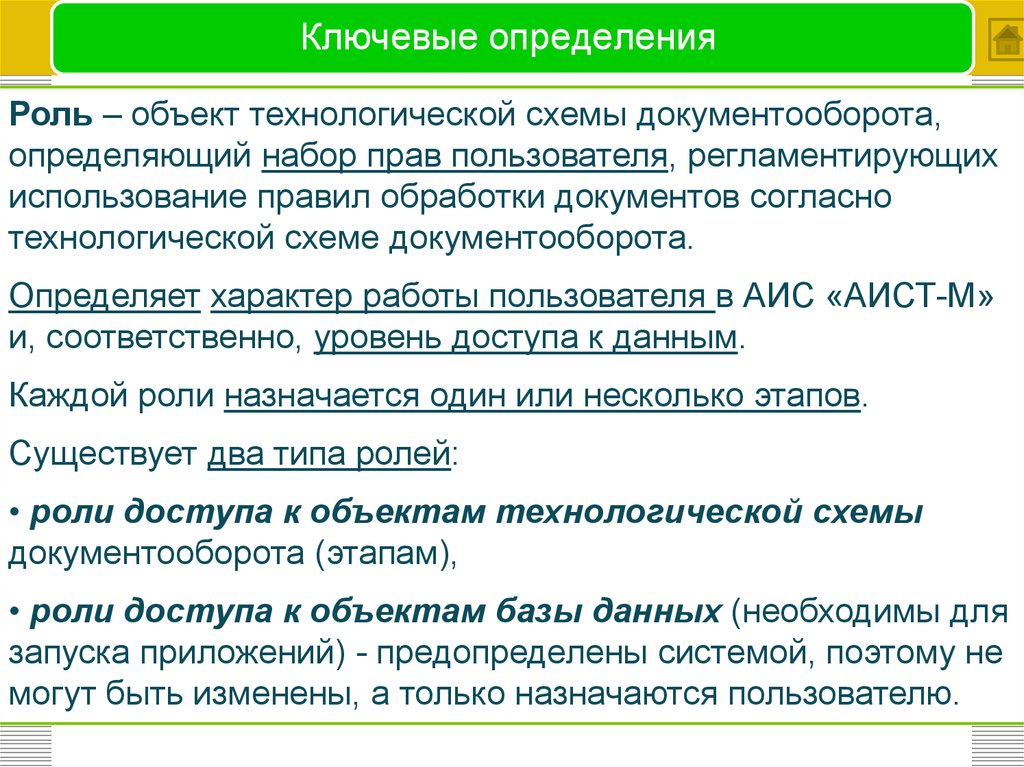 Роль объекта. Ключевые определения. Назначение ролей пользователям. Целевые роли и поддерживающие роли.